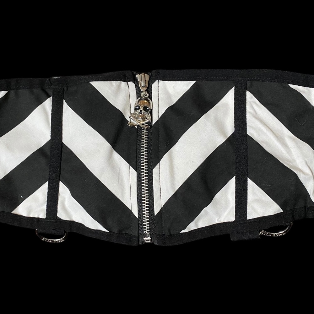 Black and White Striped waist Corset Belt